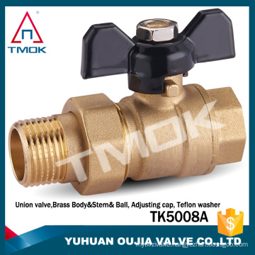 brass body with control valve forged and nipple and double nickel-plated union brass ball valve in YUHUAN OUJIA VALVE